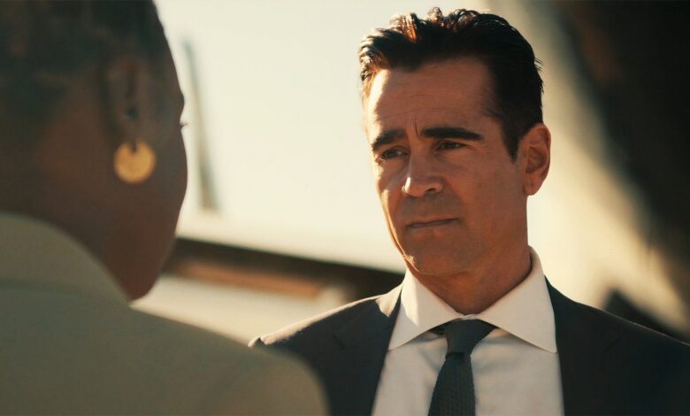 colin farrell as sugar looking on with kirby in the sugar season 1 finale