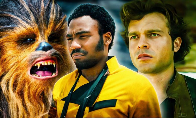 alden ehrenreich as han donald glover as lando and chewbacca from the star wars franchise 1
