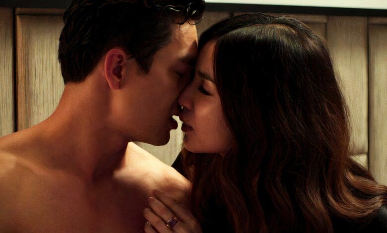 gemma chan and pierre png about to kiss in crazy rich asians