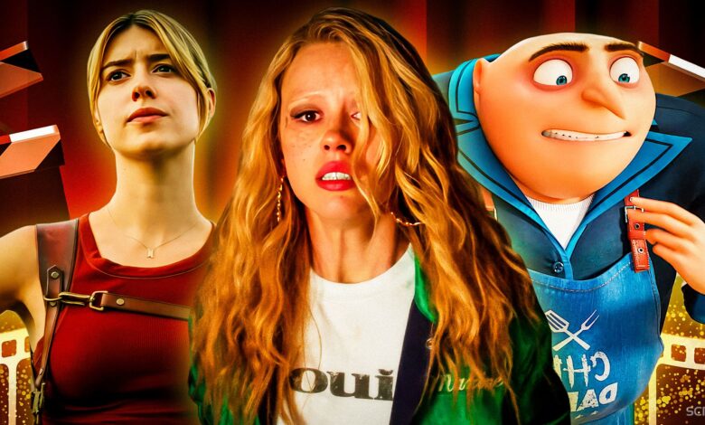 gru from despicable me 4 daisy edgar jones in twisters and mia goth in maxxxine