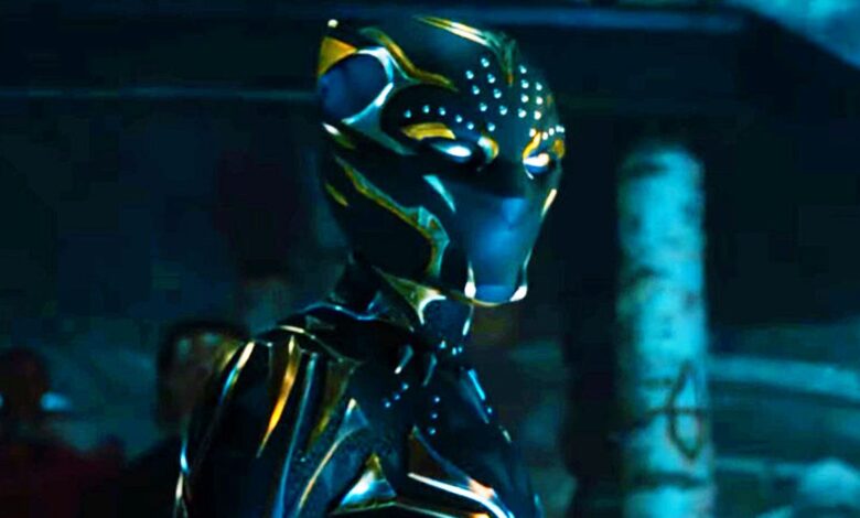 letitia wright s shuri s black panther in first costume in black panther wakanda forever