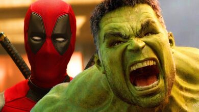 deadpool in the tva in deadpool wolverine and the hulk shouting in thor ragnarok